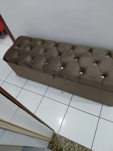 Bau puff organizador estofado multiuso