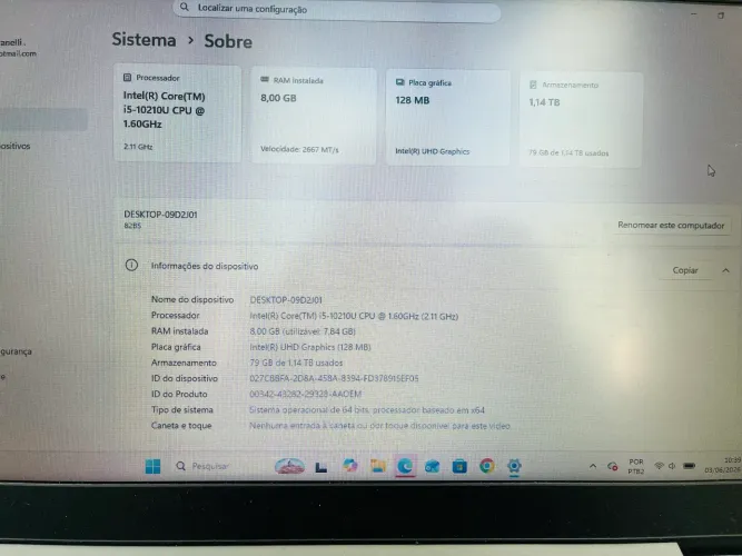 Notebook lenovo i5