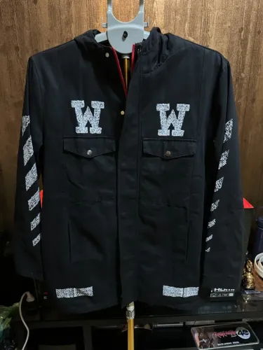 Jaqueta Preta Off White Denim Jacket tam G