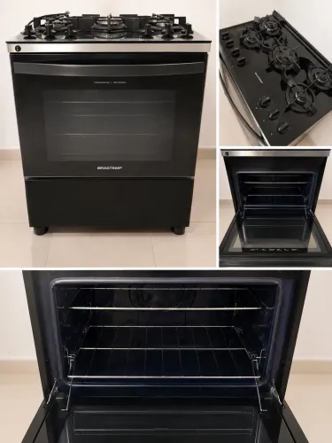 Fogão Brastemp 5 Bocas Mesa de Vidro Preto - Gás Encanado (GN)