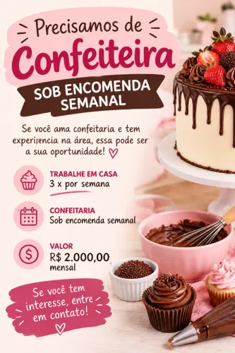 Preciso confeiteira sob encomenda