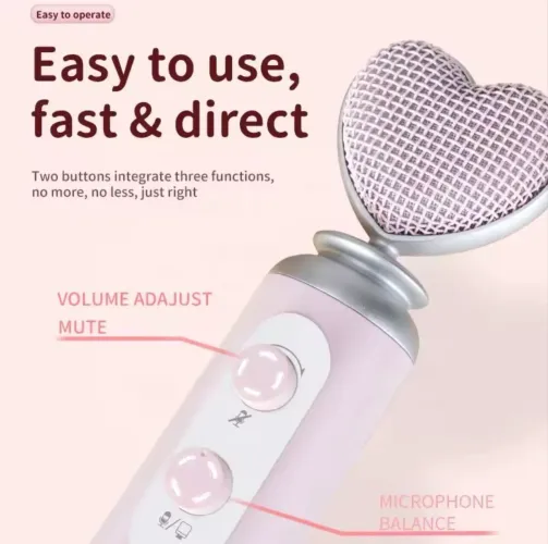 Microfone Rosa Coração condensador