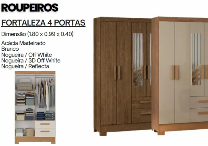Guarda Roupa Fortaleza 4 Portas Novo