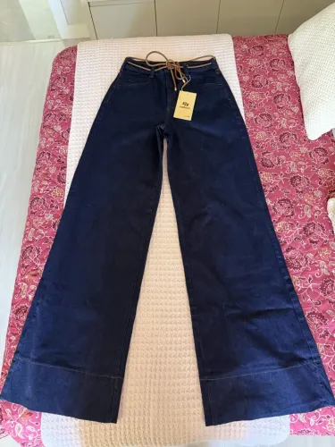 calça jeans colcci wide leg azul 40 (modelo: juliette stretch)
