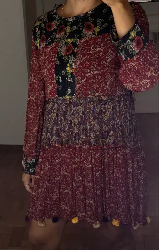 Vestido Zara estilo Boho curto com fios de lurex