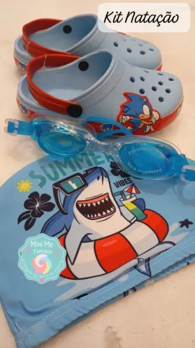 Kit Natação Touca Óculos Chinelo e tapa ouvido