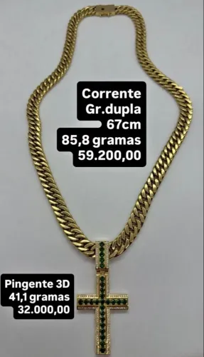 Corrente mais pingente ouro 18k