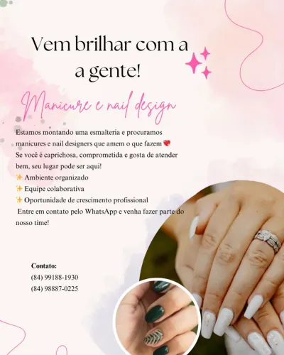Vaga para manicure e nail design 