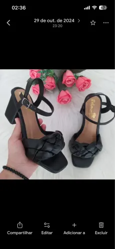 Sandália salto Bloco Preta 39