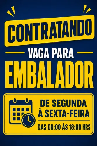 Vaga de Emprego - Embalador | Vila Brasília - Aparecida de Goiânia