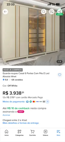 Armário de casal 6 portas 