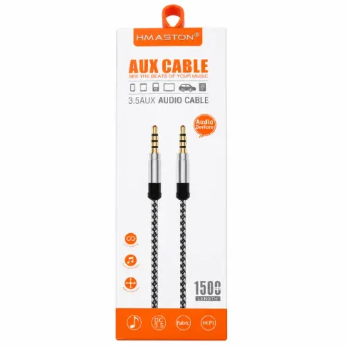 Cabo Auxiliar P2 3.5mm H'Maston 1.5 Metros Reforçado HiFi Stereo Premium retirar no local