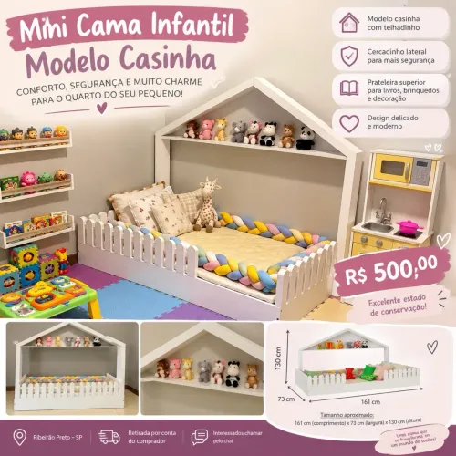 Mini Cama Montessoriana com Casinha