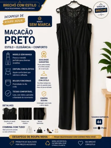 Macacão Femenino Preto social