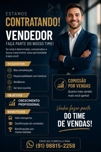 Oportunidade de emprego - VENDEDOR