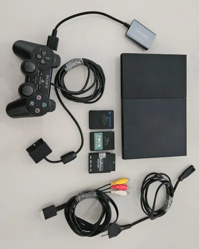 PS2 Slim Série 9000 Impecável + 17 Jogos Originais + HDMI Bitfunx + BlueRetro