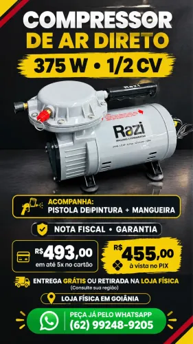 COMPRESSOR DE AR DIRETO 375 W - 1/2 CV