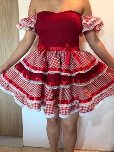 VESTIDO FESTA JUNINA ARRAIAL QUADRILHA + CAMISA MASCULINA