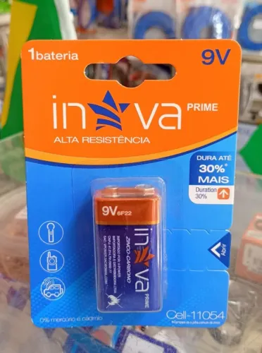 Bateria 9V Zinco-Carbono Alta Resistência - Novo