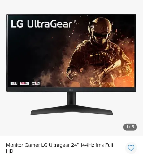 Monitor Gamer LG Ultragear 24'' 144Hz 1ms Full HD