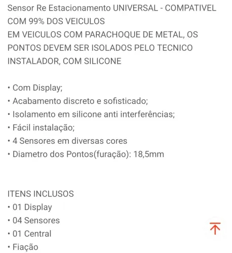 Sensor de estacionamento universal
