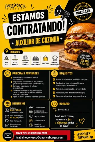 Auxiliar de Cozinha _ Escala 5x2
