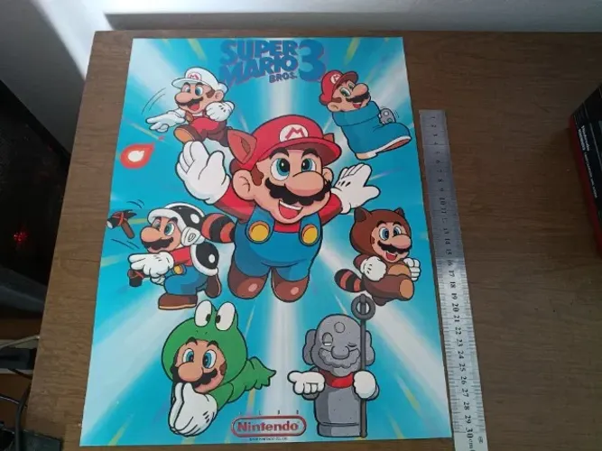 Poster Super Mario 3 raro revista Club Nintendo 1991