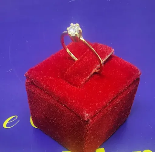 Anel Solitário Diamantes 4 mm Ouro 18 Kilates Peso 1.10 Gramas