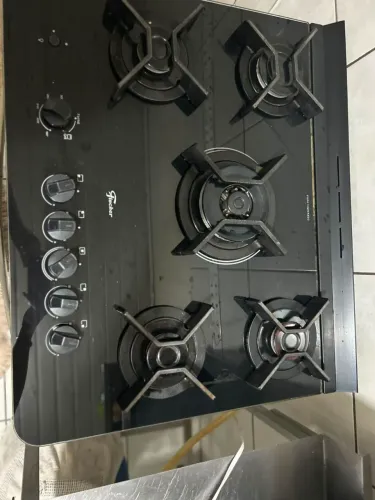 Fogão Fischer 5 Bocas Gran Cheff Mesa de Vidro e Acendimento Automático - Excelente Estado