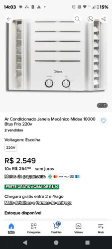 Ar condicionado 10.000 Springer controle remoto