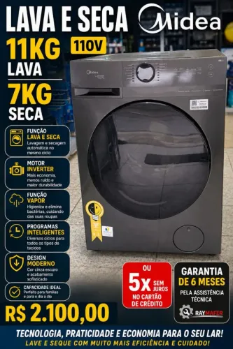 Vendo essa lava e seca Midea 11kg/7kg USADA porém REVISADA com garantia e entrega na ZL