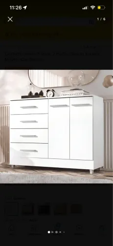 Cômoda 4 gavetas e 2 portas branca