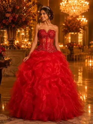 Vestido Debutante vermelho 