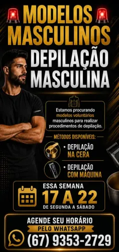 Modelos masculino para depilação cera ou máquina