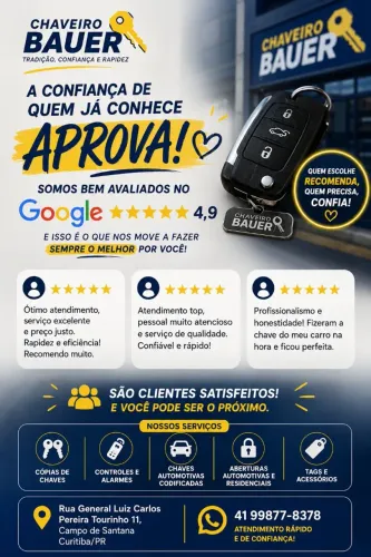 Chaveiro Bauer residencial e automotivo