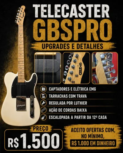 Telecaster GBSpro, guitarra muito confortável e já com importantes upgrades.