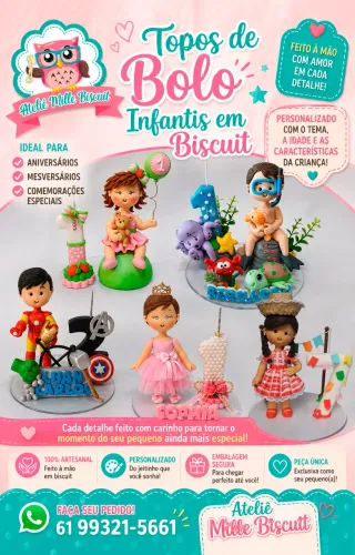 Topo de bolo infantil em biscuit 