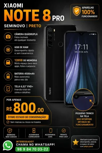Redimi note 8: semi novo