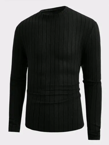 Camiseta com Nervuras Preto Manfinity