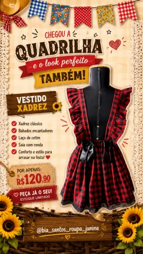 Saia festa junina com suspensório 