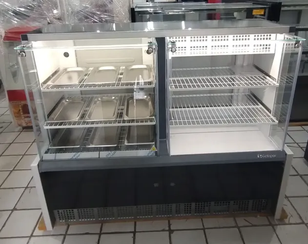 BALCÃO VITRINE QUENTE E FRIO 1.40 METRO GELOPAR