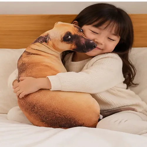 Cachorro de Pelúcia Realista 3D 50cm Almofada Travesseiro Decorativo