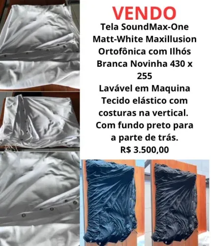 Tela SoundMax-One Matt-White Maxillusion Ortofônica com Ilhós Branca 430 x 255