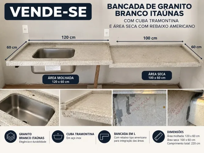 BANCADA GRANITO ITAUNAS COM CUBA TRAMONTINA