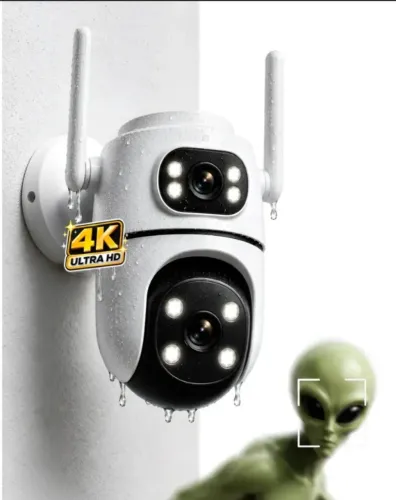 Câmera de Segurança Wi-fi 4k UHD Duas Lentes