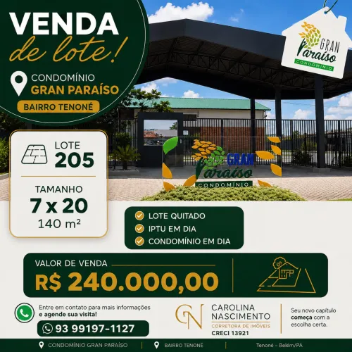 VENDO LOTE NO GRAN PARAÍSO
