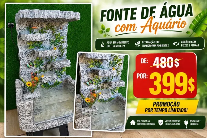 Cascata com aquário acoplado