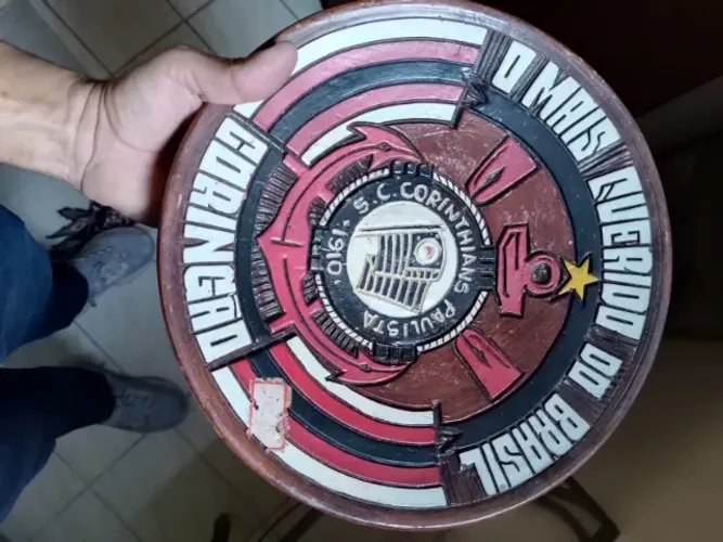 Prato Decorativo Antigo em Terracota - Corinthians - Alto Relevo