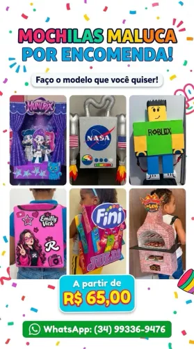 Mochilas malucas feitas por encomenda