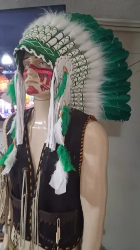 Cocar Cocar Caboclo Pena Verde jurema Xamanismo Penacho Umbanda